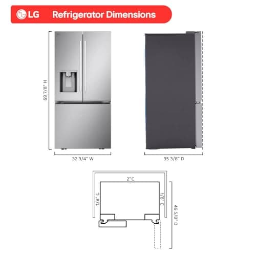 LG LF25H6330S 24.5 cu ft French Door Refrigerator – External Water & Ice Dispenser, White