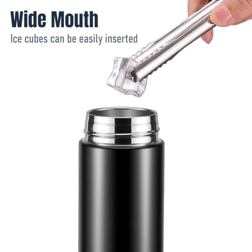 17oz Stainless Steel Water Bottles, Slim Water Bottle, Thermo Water Bottle, Insulated Water Bottle Keep Hot for 12 Hrs, Cold for 24 Hrs for Coffee, Drinks(Black)