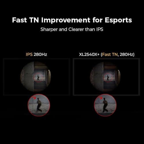 BenQ Zowie XL2540X+ 24.1 New Fast TN 280Hz Gaming Monitor, 1080p, Auto Game Mode by XL Setting to Share, Height Adjustment Powered by Industrial-Grade Bearing Design, S Switch, Shielding Hood