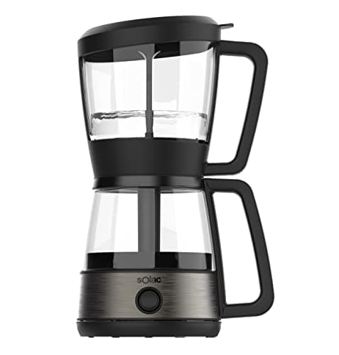 SOLAC SIPHON BREWER 3-in-1 Vacuum Coffee Maker, Tea Brewer & Water Boiler, Brushed Stainless Steel and Black, 30 oz