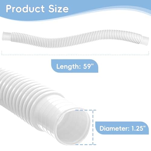 Replacement Pool Hoses for Above Ground Pools 1 1/4, 59" Long Swimming Pool Hose, 4 Pack White Pool Pump Hose with 8 Metal Clamps