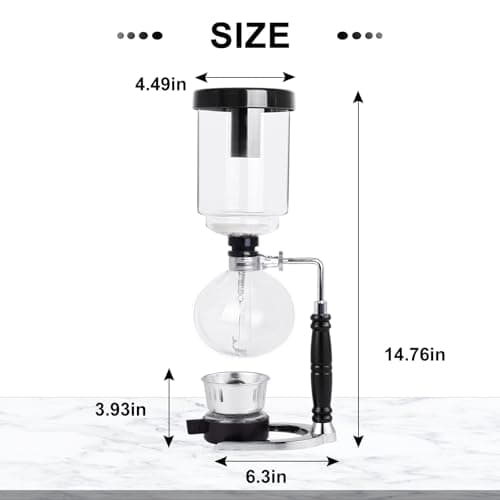 YUCHENGTECH Siphon Syphon Coffee Maker Tabletop Glass Siphon Pot Glass Technica Siphon Vacuum Coffee Maker(5 Cups(600ml))