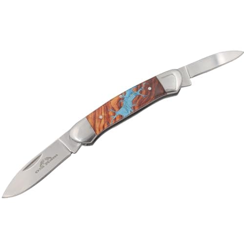 Blade Manual Folding Split Joint Outdoor Hunting EDC Camping Canoe Knife (Brown Wood)