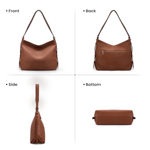 befen Genuine Leather Crossbody Hobo Purses for Women, Ladies Shoulder Bags Handbags with 2 Shoulder Straps