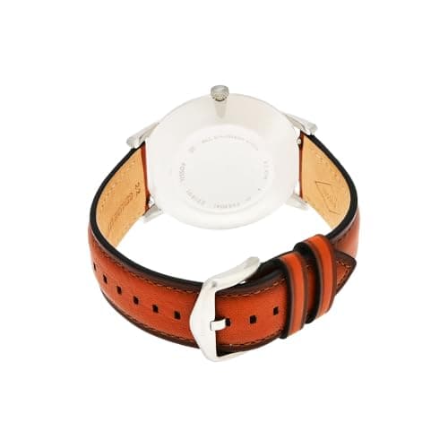 Fossil Men's Minimalist Quartz Stainless Steel and Leather Three-Hand Watch