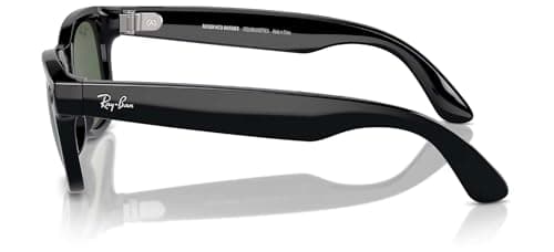 Ray-Ban Meta (Gen 1), Wayfarer, Shiny Black | Smart AI Glasses for Men, Women — 12 MP Ultra-Wide Camera, Open-Ear Speakers for Audio, Video Recording and Bluetooth — Green Lenses — Wearable Technology