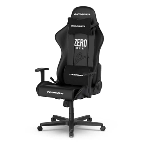 DXRacer Formula L Ergonomic Gaming Chair for Adults, Reclining Video Office Computer Chair with Lumbar Support and Headrest, Racing Style Height Adjustable (PVC Synthetic Leather, Zero)