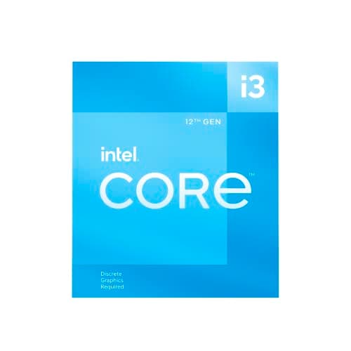 Intel® Core™ 12th Gen i3-12100F desktop processor, featuring PCIe Gen 5.0 & 4.0 support, DDR5 and DDR4 support. Discrete graphics required.