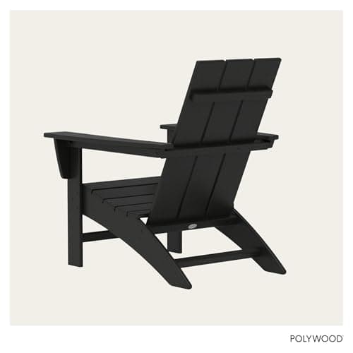 Polywood Modern Adirondack Chair – All-Weather Outdoor Lawn Adirondack Chairs – HDPE, Fade-Resistant & Durable Outdoor Furniture – For Patio, Deck & Fire Pit Chairs – Black