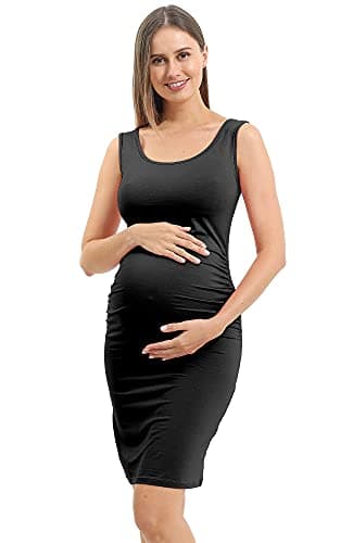 Rnxrbb S-2XL Women Summer Sleeveless Maternity Dress Pregnancy Tank Scoop Neck Mama Clothes Casual Bodycon Clothing