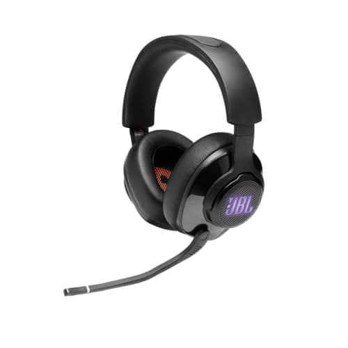 JBL Quantum 400 - USB over-ear gaming headset with game-chat balance dial, JBL QuantumSURROUND and DTS, Voice focus directional flip-up mic and memory foam ear cushions (Black)