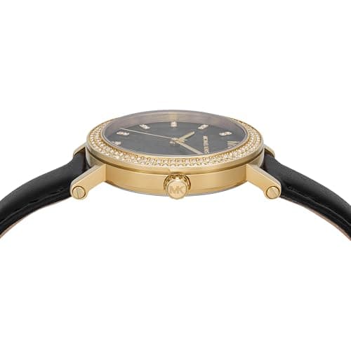 Michael Kors Corey Three-Hand Black Leather Watch