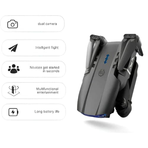 E99 Pro Foldable Drone with Dual 4K HD Cameras for Adults and Teens 14+ – FPV Live Video, Wind Resistant, 3 Speed Modes, One-Key Start, 360° Flips, 2 Batteries, Carrying Case