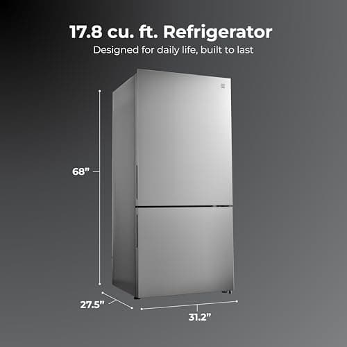 Kenmore 31" Bottom Freezer Refrigerator, Counter Depth - Ice Maker, Adjustable Shelving, Crisper Drawers, ENERGY STAR Certified, 17.8 cu. ft. Capacity, Fingerprint Resistant Stainless Steel