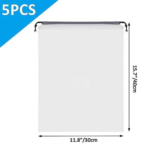 15.7" x 11.8" Waterproof Dustproof Portable Travel Shoe Storage Bag for Men and Women Clear Shoe Bags for Travel 5 PCS, Drawstring Travel Shoe Bags for Packing B0C6X2VP9R