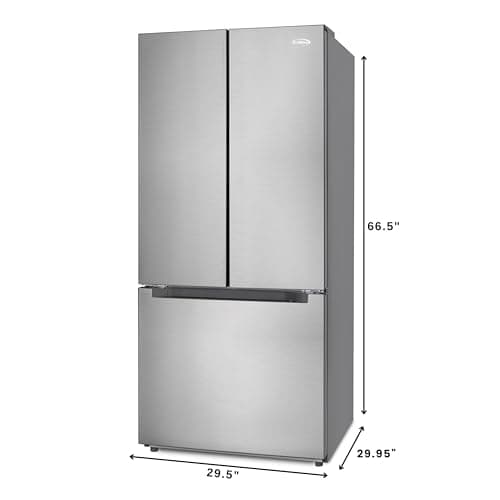 KoolMore 30-Inch and 18.5 cu. ft. Counter Depth French Door Refrigerator with Three Doors and Deep Freezer in Stainless-Steel (KM-RERFDSS-18C)