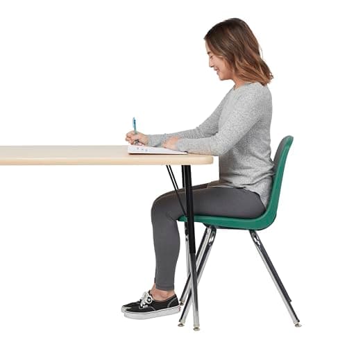 FDP 18" School Stack Chair, Stacking Student Seat with Chromed Steel Legs and Nylon Swivel Glides For In-Home Learning, Classroom or Office - Green (4-Pack), 10384-GN