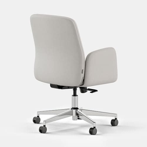Branch Softside Mid Century Modern Office Chair, Vegan Leather - Removable Arms & Mid Back Design with Luxury Cloud-Like Comfort - Adjustable Height - Integrated Lumbar Support - Limestone