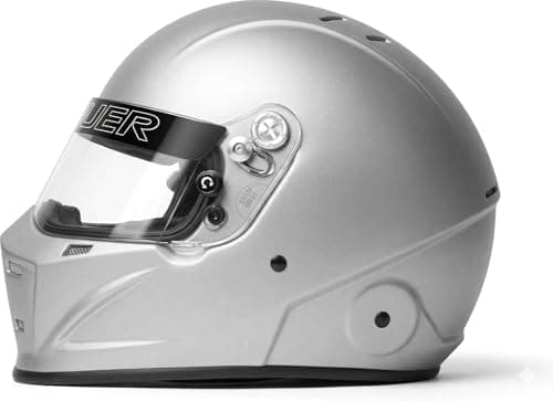 Conquer Snell SA2025 Approved Full Face Auto Racing Race Car Helmet - Adult | Men | Women | - Black / White / Silver