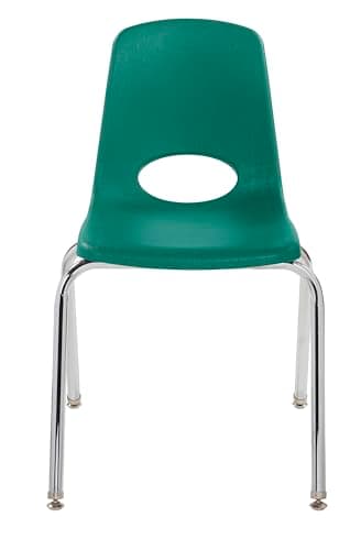 FDP 18" School Stack Chair, Stacking Student Seat with Chromed Steel Legs and Nylon Swivel Glides For In-Home Learning, Classroom or Office - Green (4-Pack), 10384-GN