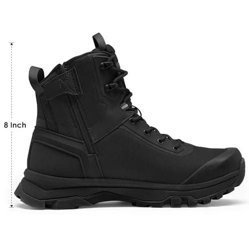 Coostar Tactical Boots for Men Lightweight Military Combat Boot Side Zipper Motorcycle Hiking Work Boots Waterproof 8 Inches