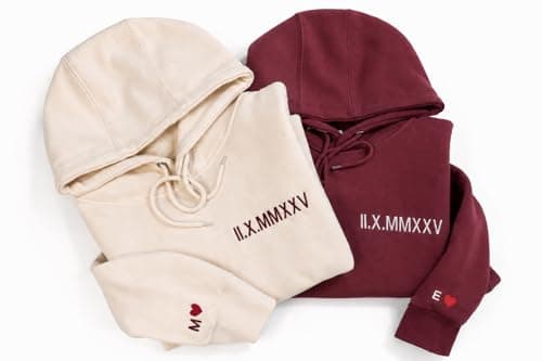 Custom Embroidered Roman Numeral Hoodie – Personalized Hoodie with Initial and Heart for Boyfriend or Girlfriend, Matching Couple Hoodies