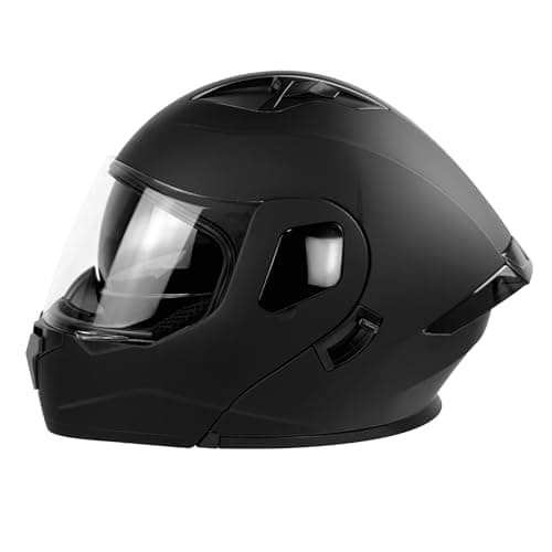 Motorcycle Helmet, Full Face, Matte Black, DOT Certified, Flip-Up Design