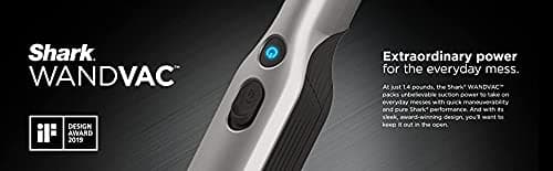 Shark WV201 WANDVAC Handheld Vacuum (Renewed) Lightweight at 1.4 Pounds with Powerful Suction, Charging Dock, Single Touch Empty and Detachable Dust Cup (WV201BLK Black)