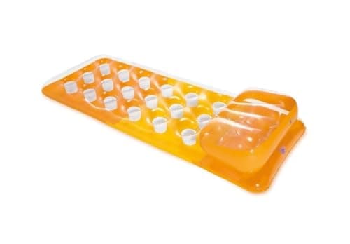 INTEX 59895EP 18-Pocket Suntanner Inflatable Pool Float Raft Lounger Swimming Mat, 74" X 28", 1 Pack, Colors May Vary