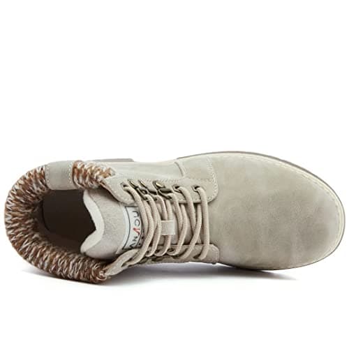 ANJOUFEMME Casual Winter Hiking Boots For Women - Womens Outdoor Snow Ankle Boots Waterproof Lightweight Lace up Fur Lined Walking Hiking Shoes