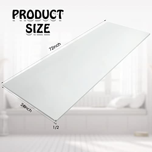 Amylove 1 Pack Polyurethane Foam 1/2" x 24" x 72" High Density Cushion Upholstery Foam Sheet for Seat Replacement DIY Projects Chairs Headboards Sofas Home (White)