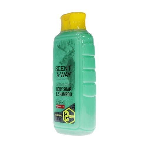 Hunters Specialties Scent-A-Way MAX Liquid Body Soap & Shampoo - Odorless Green Soap Scent Eliminator for Hunters, Trappers, Anglers, and Campers - 24 OZ