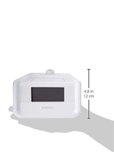 HoMedics Dual Alarm Digital FM Clock Radio Time Projection, 8 Relaxing Nature Sounds, LED Display, Multi-Alarm Snooze, Sleep Timer, Nightlight, Ceiling Clock SoundSpa, White
