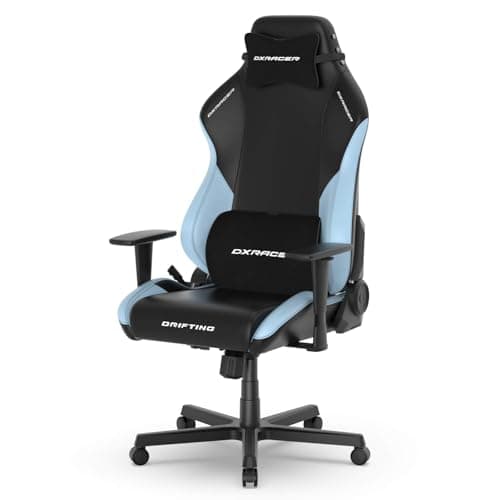 DXRacer Drifting L Ergonomic Video Gaming Chair with Lumbar Support and Headrest, Office Reclining Computer Chair for Adults, Racing Style Height Adjustable (EPU Leatherette, Black Blue)