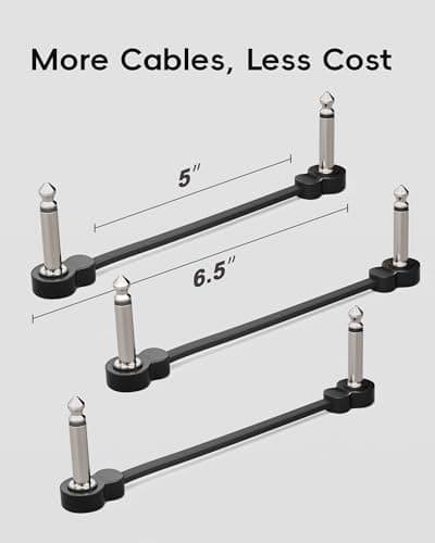 voltrish 3 Pack Guitar Patch Cables, Premium 5 Inch Right-Angle 1/4" TS Pedal Board Cable, Oxygen-Free Copper & Dual Shielding for Ultra Low Noise, Space Saving Flat Design Guitar Pedal Accessories