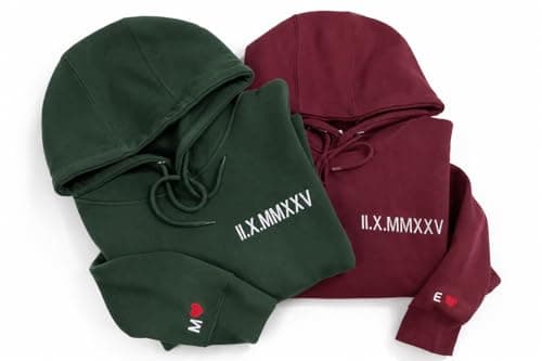 Custom Embroidered Roman Numeral Hoodie – Personalized Hoodie with Initial and Heart for Boyfriend or Girlfriend, Matching Couple Hoodies