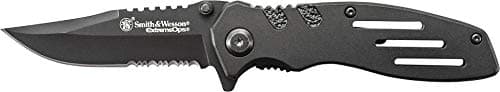 Smith & Wesson Accessories Extreme Ops SWA24S 7.1in S.S. Folding Knife with 3.1in Serrated Clip Point Blade and Aluminum Handle for Outdoor
