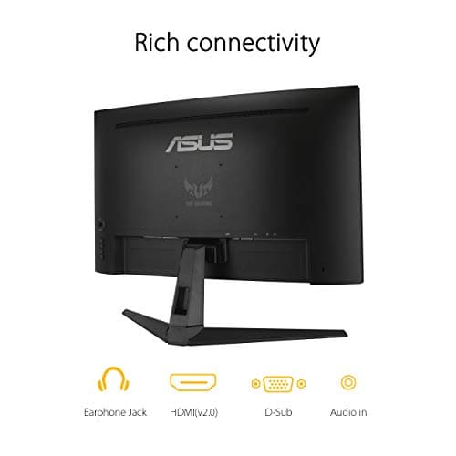 ASUS TUF Gaming VG27VH1B 27” Curved Monitor, 1080P Full HD, 165Hz (Supports 144Hz), Extreme Low Motion Blur, Adaptive-sync, FreeSync Premium, 1ms, Eye Care, HDMI D-Sub, Black