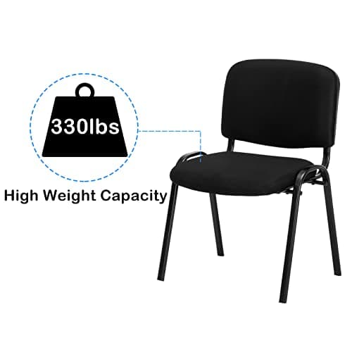 VINGLI Waiting Room Chairs - 5-Pack Black Mesh Church & Conference Room Chairs, Armless Stackable Office Guest & Reception Chairs for Meeting Room & Office Lobby