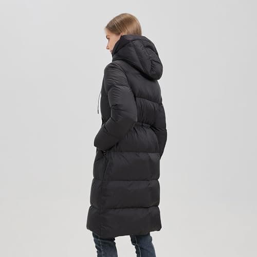 ANYIELIEMO Women’s Thick Long Goose Down Coat Hooded Warm Winter Down Puffer Parka Jacket with Knee-Length Coverage