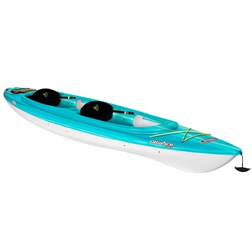 Pelican Alliance 136T - Recreational Sit in Kayak - Fade Turquoise White - Lightweight Patented Ram-X™ Material -Ergobreeze™/Ergoform - 13 ft