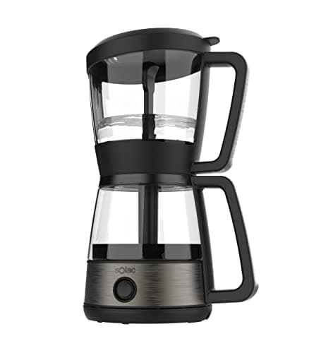 SOLAC SIPHON BREWER 3-in-1 Vacuum Coffee Maker, Tea Brewer & Water Boiler, Brushed Stainless Steel and Black, 30 oz
