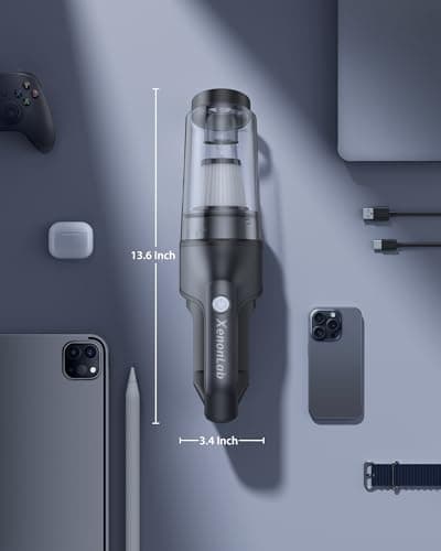 XenonLab Handheld Vacuum Cordless 1.1 Pounds Car Vac 10000PA Hand Held Vacuums 4-in-1 Hand Vac Cordless Rechargeable HEPA Filter Large Capacity Dust Cup for Car Office Home Pets Hair (Gray)