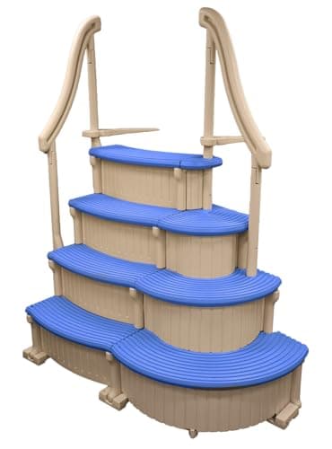 Confer Plastics Curve CCX-AG Drop in Above Ground Pool Step with Blue Treads - Base Step with Add-On
