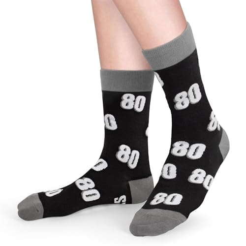 40th 50th 60th Birthday Gifts for him，Men 40th 50th 60th Birthday Decorations, Funny Black Crew Cotton Socks