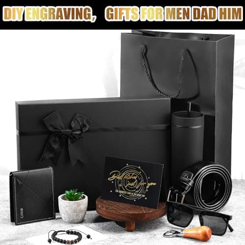 Skylety 13 Pcs Birthdays Gifts Baskets for Men Father Gift for Men Birthdays Gift Box 16 oz Tumblers Wallet Toiletry Bag Sock Bottle Opener Belt Bracelet Glasses Pen for Father's Day Dad Husband B0DJ92ZCJ1