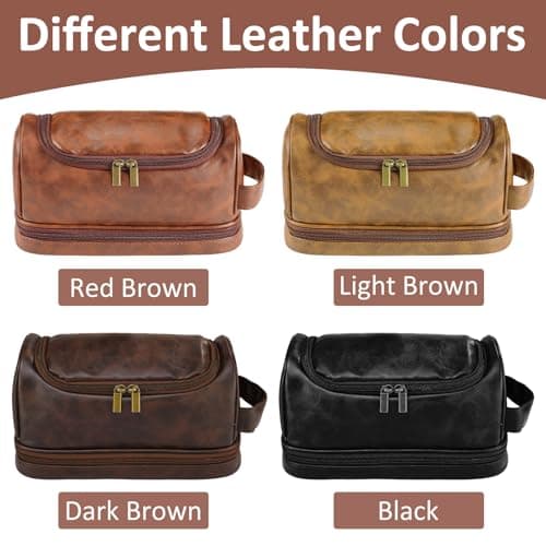 Sparklove Personalized Leather Toiletry Bag for Men, Custom Shaving Bags, Engraved Monogrammed Travel Bag, Birthday Gifts for Boyfirends, Groomsmen, Dad, Son Husband Father's Day, Wedding, Anniversay
