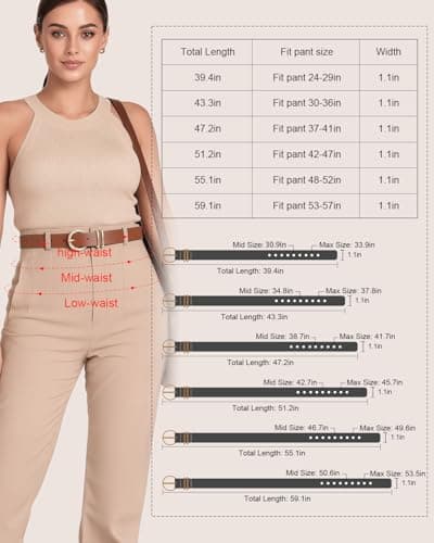 XZQTIVE 3 Pack Women Belts For Jeans Dresses Pants Ladies Leather Waist Belt with Gold Buckle