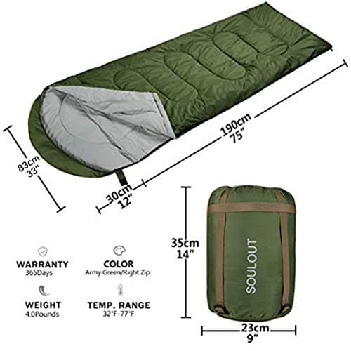 3-4 Season Sleeping Bag for Adults & Kids, Lightweight Warm Cold Weather Camping Bag with Waterproof Compression Sack – Portable for Hiking, Backpacking, Traveling & Outdoor Adventures