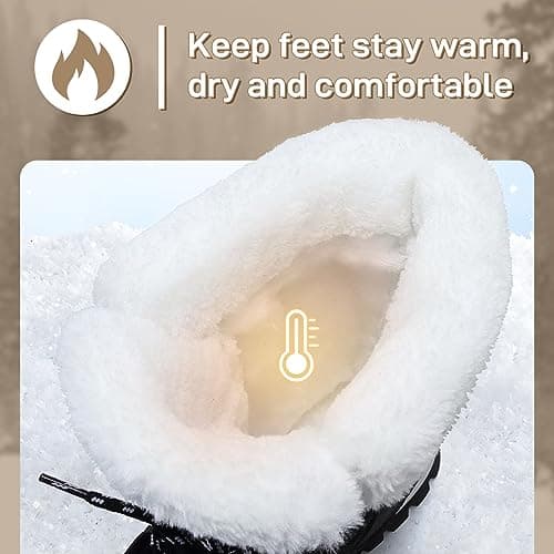 ziitop Womens Snow Boots Warm Fur Lined Winter Boots Anti Slip Ankle Boots Mid Calf Snowboots Waterproof and Cold-Resistant Outdoor Walking Shoes for Women Ladies Girls